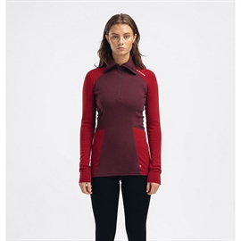 Aclima Warmwool Polo w/zip, fig/red dahlia
